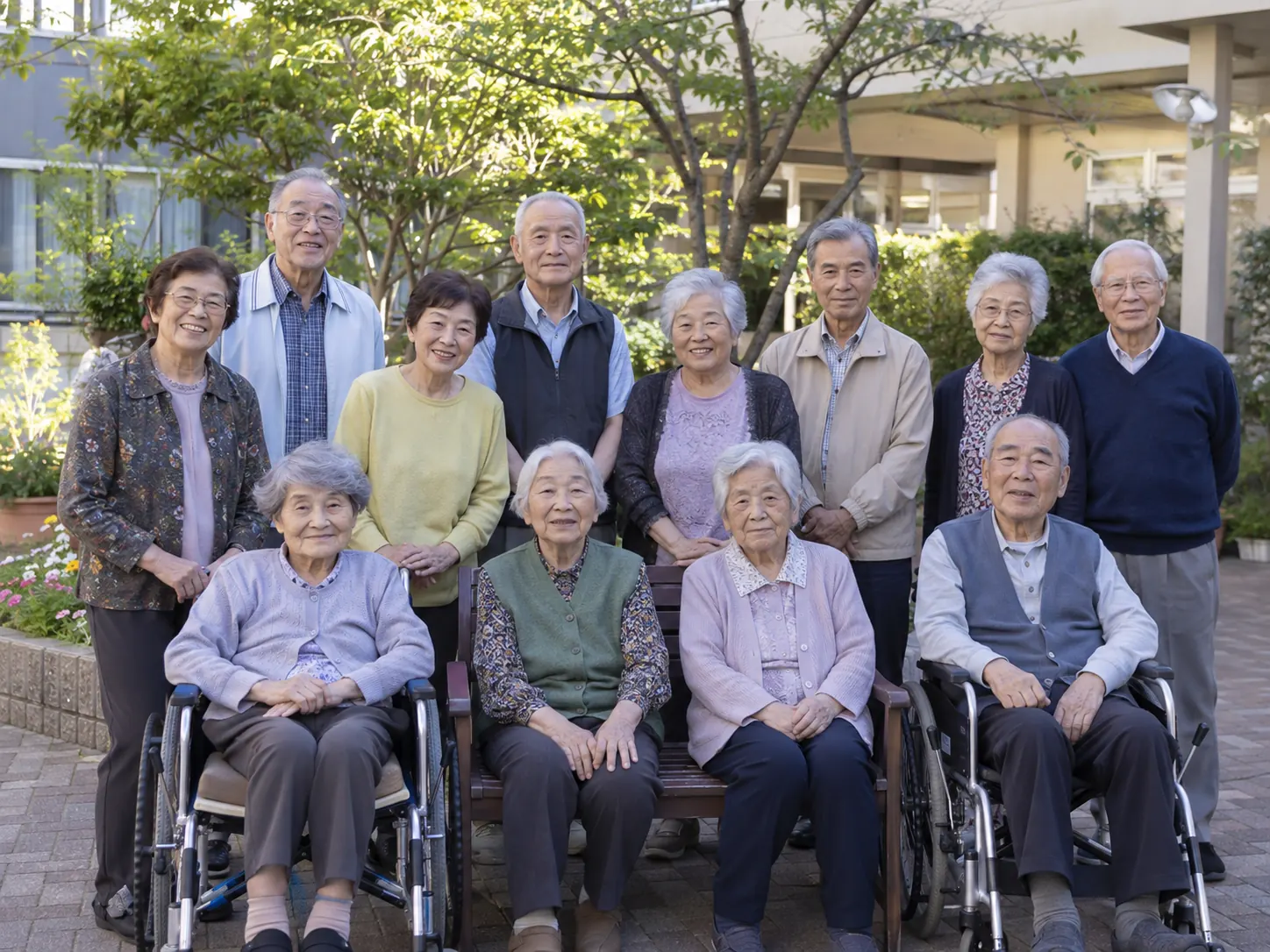 花澄の杜で暮らす入居者の皆さまとスタッフ